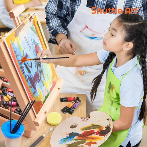 Miniatura 8 de Juego de 65 Piezas de Pintura Acrílica, Juego de Pintura Acrílica Shuttle Art con Caballete de Madera, 30 Colores de Pintura Acrílica, Lienzo