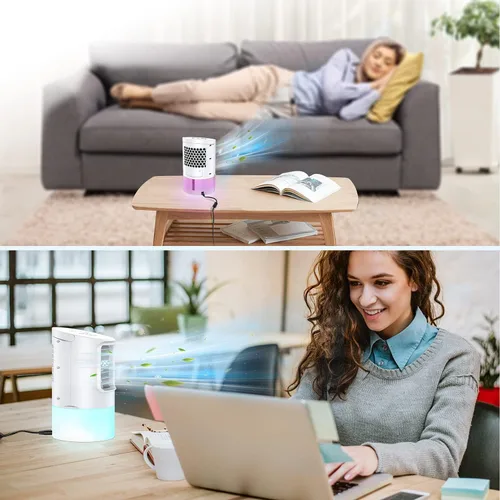 Miniatura 7 de Ventilador de aire acondicionado portátil, enfriador de aire evaporativo personal para habitación pequeña, aire acondicionado portátil con 3