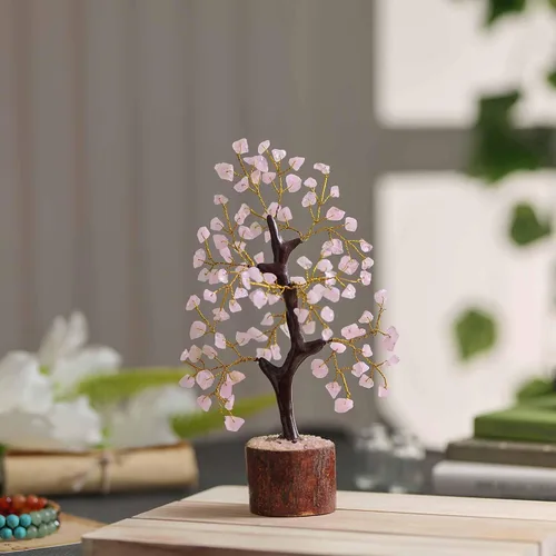 Miniatura 6 de NARIBABU Árbol de cuarzo rosa, cristales y piedras curativas, árbol de la vida de cristal, decoración de oficina en casa rosa, regalos de cumpleaños