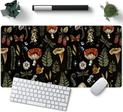 Miniatura 8 de Tapete de Escritorio Verde XL Gato Lindo Planta Genial Almohadilla de Escritorio Tapete de Teclado Kawaii Gato Negro Flor Mousepad Tapete de B-cat