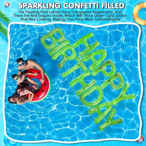 Miniatura 6 de Shappy Globos flotantes grandes de letras flotantes de 20 pulgadas con puntos adhesivos, decoraciones inflables de piscina para fiesta de cumpleaños