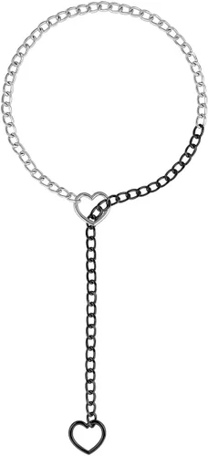 Miniatura 22 de Eigso Gargantilla gótica con cadena de corazón para mujer, gargantilla de cuero punk, collares Emo Grunge, collar para fiesta de los años 80