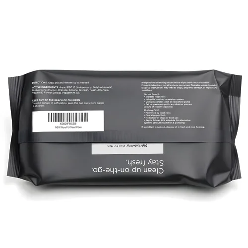 Miniatura 2 de Pure for Men Toallitas desechables Ayuda a eliminar el olor, 100% biodegradables, sin parabenos ni alcohol Vitamina E, micelar y aloe vera 48