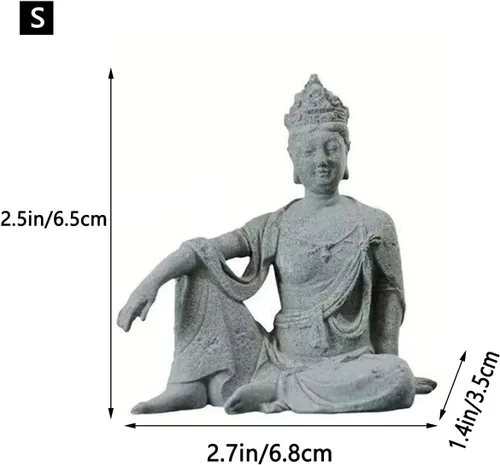 Miniatura 6 de livelyfish Estatua de Buda de acuario Estatua de Buda de piedra arenisca Decoración Zen Estatuas de Buda meditando para decoración de jardín