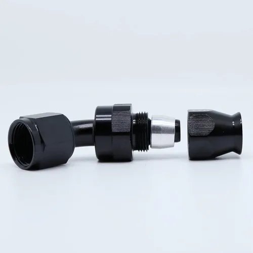 Miniatura 3 de AN-6 6AN AN6 45 grados PTFE reutilizable giratorio montaje manguera extremo A negro 80-045-06BK