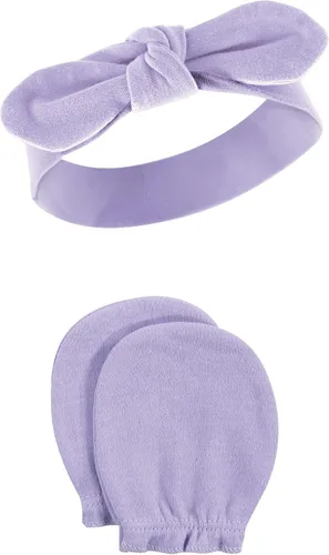 Miniatura 77 de Hudson Baby Conjunto de diadema de algodón y manoplas para rascar para bebé