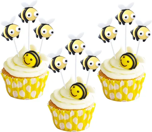 Miniatura 12 de 24 piezas de adornos para cupcakes de abejorro, figura pequeña de mariquita de resina, adornos para cupcakes de abeja, Oh Babee, decoraciones