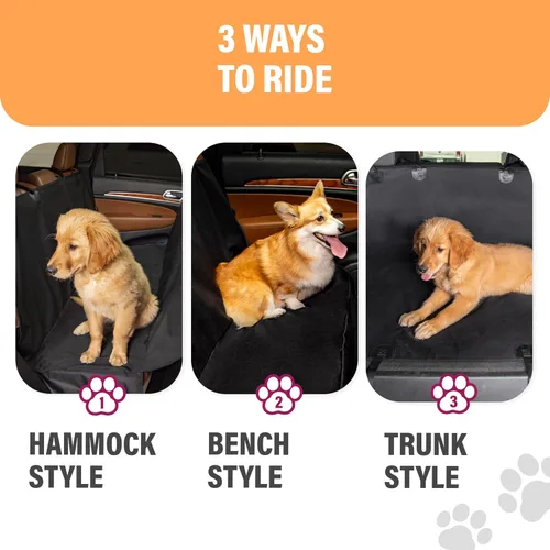Miniatura 6 de Active Pets Funda Impermeable Tipo Hamaca Estándar para Asiento de Automóvil, Se Adapta a Sedanes, Hatchbacks, Crossovers, Cupés, Vehículos Naranja