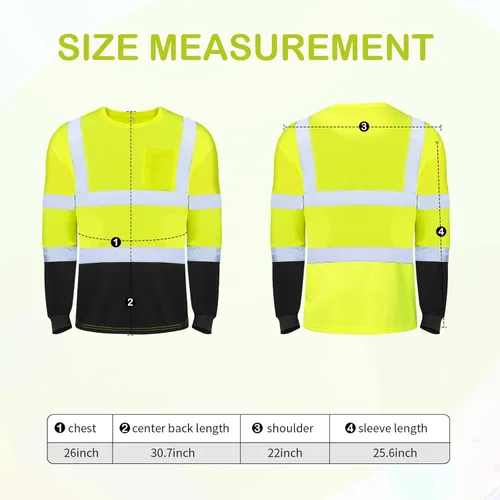 Miniatura 4 de Zhanmai 6 Pack Long Sleeve Safety Shirt High Visibility Reflective Class 3 Hi Vis Construction Safety Shirt with Pocket Amarillo
