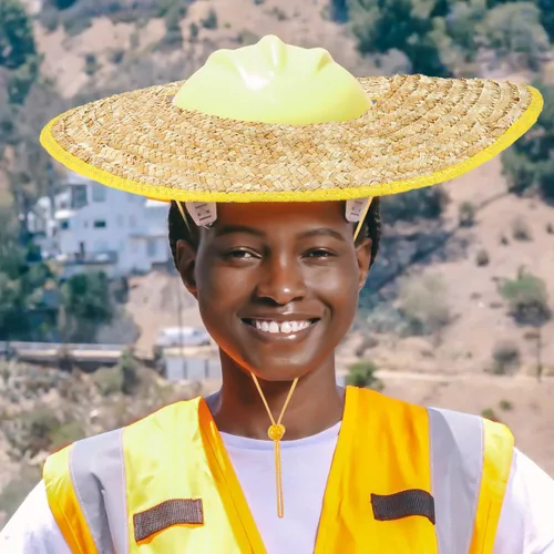 Miniatura 7 de UKCOCO Capucha de protección solar, sombrero duro de paja de trigo, transpirable y ligero, ideal para trabajadores de la construcción, trabajo