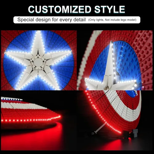Miniatura 4 de Kit de luz LED para Lego Marvel Captain America's Shield 76262, kit de iluminación creativa compatible con Lego 76262 (solo luces, sin juego de Lego)
