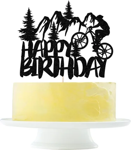 Miniatura 10 de Decoración para tartas de caza de ciervos, cuernos negros, decoración de pastel de feliz cumpleaños, temática de campamento de cazador para niños