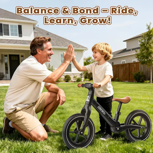 Miniatura 7 de Ridego Bicicleta de equilibrio de 14 pulgadas para niños de 3 a 6 años, bicicleta ligera para niños pequeños con neumáticos de goma de aire, asiento