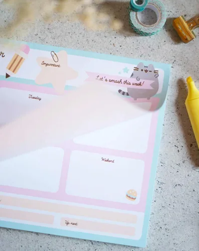 Miniatura 4 de Bloc de notas de lista de tareas pendientes Pusheen Calendario A3 Agenda diaria, semanal Bloc de agenda para TDAH 54 hojas arrancables de 3.17