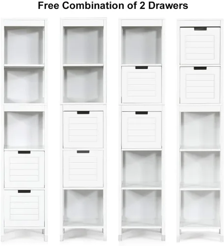 Miniatura 8 de Tangkula Gabinete de Almacenamiento Alto para Baño, Independiente de 57" de Alto Gabinete de Piso Delgado para Baño con Estantes Abiertos de 3