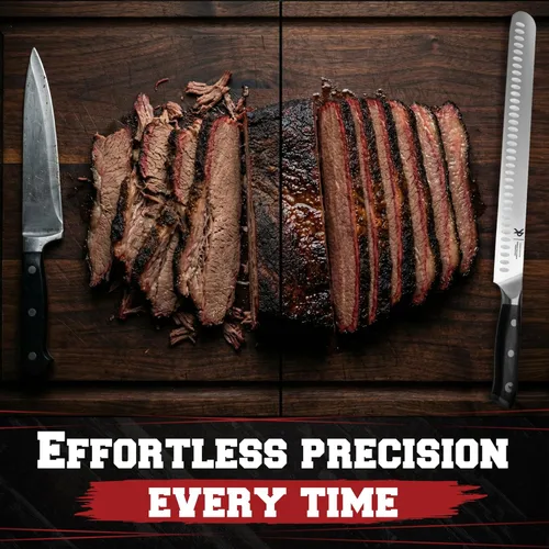 Miniatura 5 de Kitchen perfection Cuchillo de Brisket de 12 pulgadas para tallar y cortar carne - Borde Granton de acero alemán ultra afilado de alta calidad