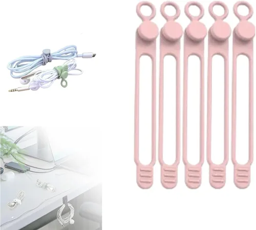 Miniatura 14 de Bridas de silicona para cables, organizador de cables de silicona, organizador de cables reutilizable, organizador de cables multiusos para viajes