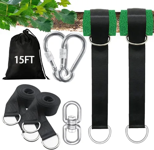 Miniatura 8 de Kit de correas para columpio de árbol de 4 pies/8 pies/15 pies/20 pies/25 pies, correas extralargas para columpio de árbol con capacidad para 5500