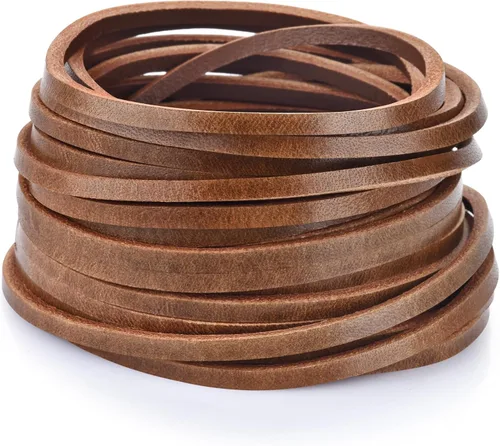 Miniatura 7 de TeeLiy Cordón plano de 3 mm de cuero genuino, cuerda de encaje de cuero para joyería, cordones de zapatos de cuero, artes y manualidades