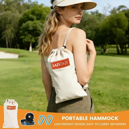 Miniatura 8 de Lazy Daze Hammocks Hamaca doble brasileña de algodón, extra grande, portátil, para acampar al aire libre, con correas para árboles y bolsa de viaje