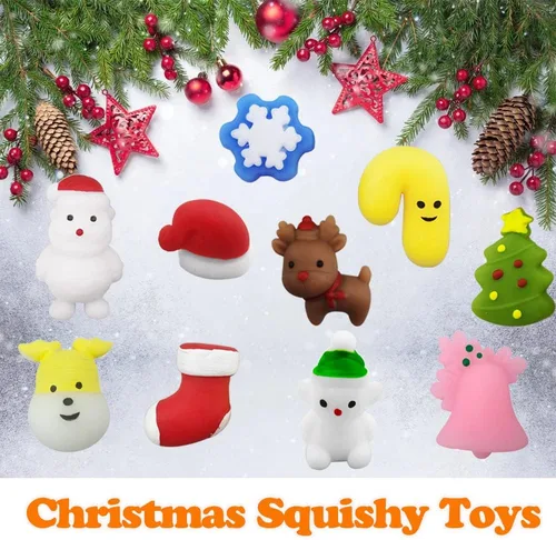 Miniatura 2 de 40 piezas de juguetes esponjosos de Navidad Mochi Squishy, juguetes esponjosos de Navidad para niños, niñas, niños y adultos, juguetes para aliviar