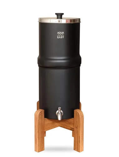 AquaEasy Sistema de Filtro de Agua por Gravedad de Acero Inoxidable con Certificación NSF/ANSI 372 (2.25 Galones) 2X Filtro de Carbón Activado,
