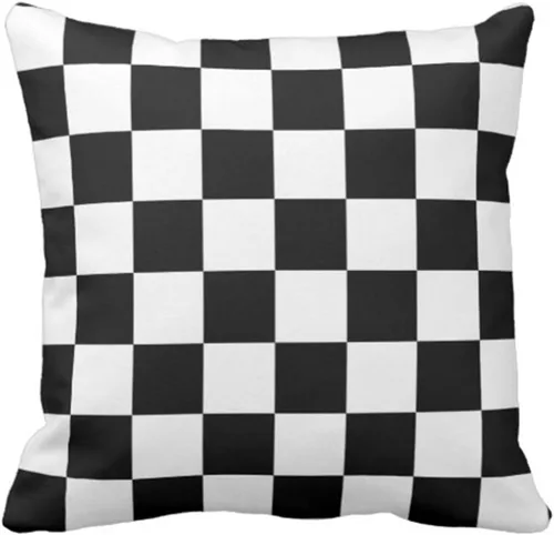 Emvency Funda de almohada decorativa negra con diseño de cuadros de carreras de carreras, cuadradas, 16 x 16 pulgadas, color negro