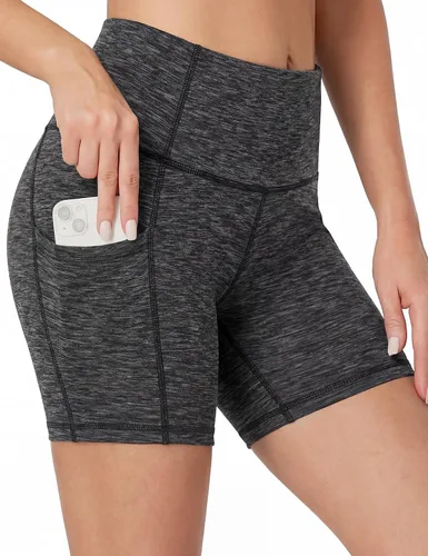 Miniatura 10 de Heathyoga Pantalones cortos de ciclismo para mujer, control de abdomen, pantalones cortos de entrenamiento de 5 pulgadas con bolsillos, cintura