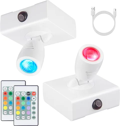 Miniatura 12 de BIGMONAT Foco inalámbrico que funciona con pilas, luz de imagen RGB con control remoto y temporizador, lámpara de visualización que cambia
