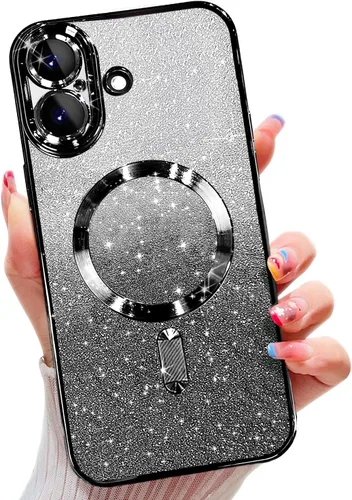 Miniatura 64 de Misscase Funda magnética compatible con iPhone 14 con purpurina y protector de lente de cámara, protección completa, compatible con MagSafe