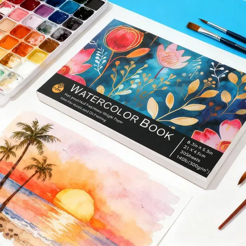Miniatura 7 de 30 hojas de papel de acuarela de 5.5 x 8.2 pulgadas, cuaderno de bocetos de acuarela desgarrable para pintura artística