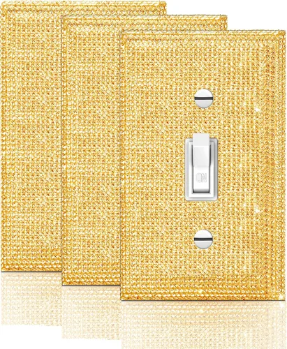 Miniatura 17 de 1 PC Cubierta de placa de pared con diamantes de imitación brillantes en plata, cubre interruptores eléctricos, cubierta decorativa para interruptor