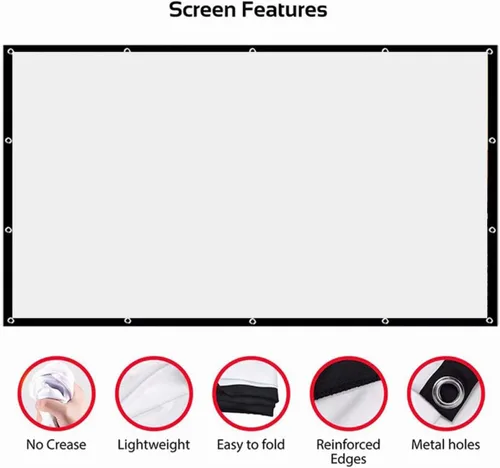 Miniatura 7 de Kisangel Foldable Portable Projector Screen for Indoor Office Use Lightweight Polyester Movie Projection Screen for Home Theater and Outdoor