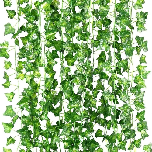 Miniatura 8 de Guirnalda de vides artificiales de 168 pies, hojas colgantes falsas, plantas de follaje sintético para bodas, fiestas, jardín, hogar, cocina