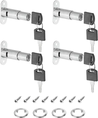 Miniatura 11 de PATIKIL Cerradura de émbolo de empuje, paquete de 4 unidades de 1.260 in (1-1/4 pulgadas) de longitud del cilindro de 3/4 pulgadas de diámetro