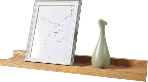 Miniatura 15 de Estantes flotantes montados en la pared, estantes de pared de 12 pulgadas para decoración y almacenamiento, estante de madera de roble macizo Natural