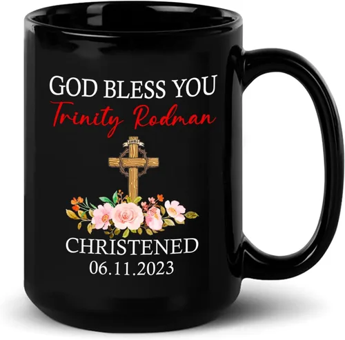 Miniatura 10 de Personalized Baptism Coffee Mug Gift With Baby Name & Date Baptized, Customized Baby Baptism Christening Black Ceramic Mug Gift For Dad Mom