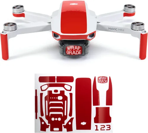 Wrapgrade Skin compatible con DJI Mavic Mini | Color decorativo Super Rojo