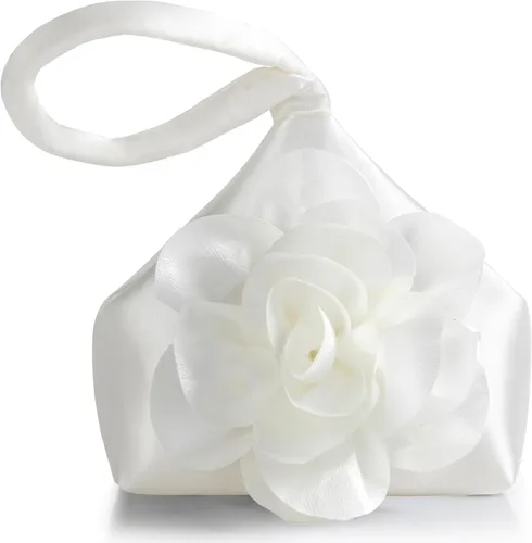 Miniatura 13 de BABEYOND Bolsos de mano para mujer, bolsos de noche de satén con flores, bolso de pulsera elegante para fiestas, uso diario, boda