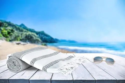 Miniatura 7 de Glamburg Toallas turcas de algodón estilo peshtemal, toallas de playa extra grandes de 36x71, juego de 4, toallas de playa de algodón para adultos