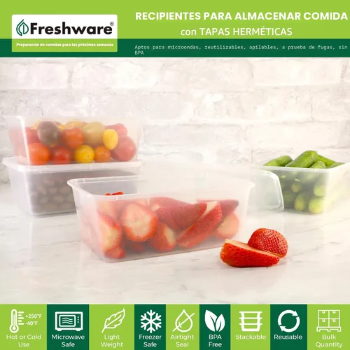 Miniatura 2 de Freshware Recipientes de almacenamiento de alimentos [50 piezas] recipientes de plástico de 25 oz con tapas, para charcutería, Slime, sopa