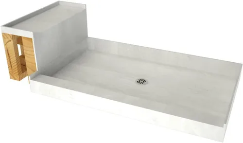 Miniatura 7 de Tile Redi P3048C-RB30-KIT Plato de Ducha y Banco con Desagüe Central - Base de Ducha de Bordillo Único, Banco, Desagüe de PVC de 2" y Placa