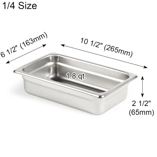 Miniatura 3 de CURTA Paquete de 6 sartenes de hotel antiatascos, tamaño 1/4 de 2 1/2 pulgadas de profundidad, bandeja de acero inoxidable 18/8 comercial NSF