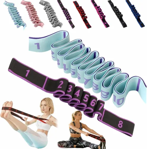 Miniatura 9 de Banda de resistencia de fitness para estiramiento y yoga, bandas de resistencia con asas para brazos, ejercicio de tirador de moda, bandas