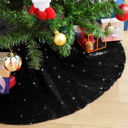Miniatura 21 de Falda B-Cool de árbol, con lentejuelas brillantes, diseño de árbol de Navidad, color oro rosa con lentejuelas hechas a mano, para el hogar, Rojo