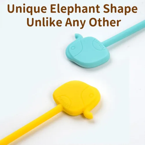 Miniatura 2 de Encantadoras bridas magnéticas de elefante – Paquete de 24, organizadores de cable de silicona reutilizables para el hogar y la oficina, sujeción