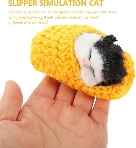 Miniatura 5 de Ciieeo Gato dormido en zapatilla de juguete con sonidos de maullidos mini gatito en decoración de zapatos para niños y niñas para fiestas de Navidad