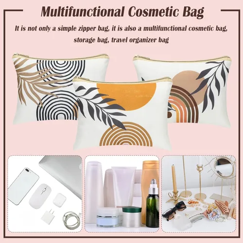 Miniatura 6 de Pinkunn 6 bolsas de maquillaje bohemias, regalos a granel para mujeres, bolsas de cosméticos con cremallera bohemia, bolsa de maquillaje estética