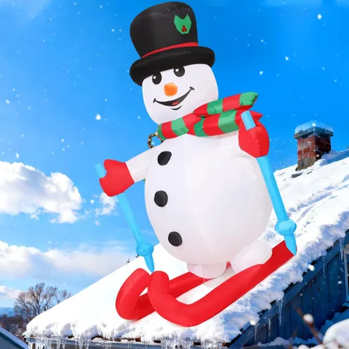 GOOSH Muñeco de nieve inflable de Navidad de 6 pies para decoración al aire libre, patio, esquí, nieve con LED integrados para decoración de fiesta