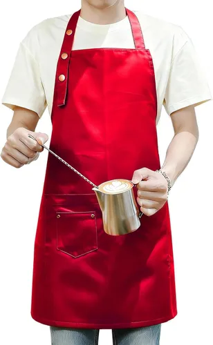 Miniatura 8 de Delantales de arte para pintar cerámica, delantales de cocina para hombres y mujeres impermeables verdes